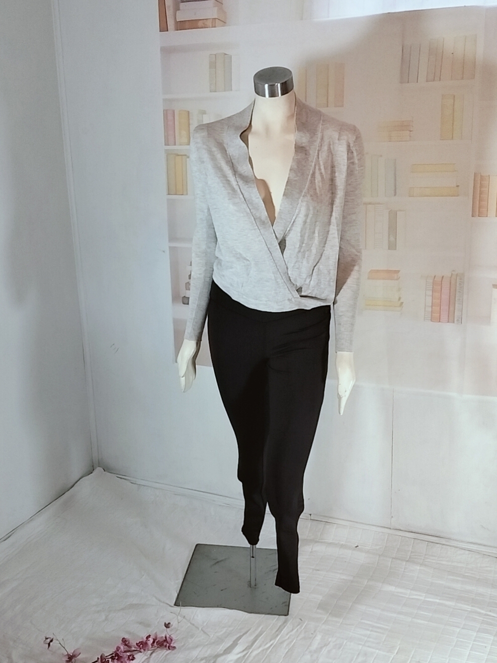 Zara Light Gray Wrap-Front Top - Picture 6 of 9